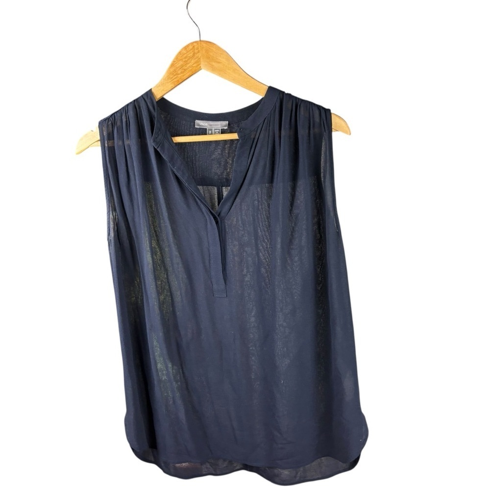 Vince Blue Sleeveless Blouse With V-Neckline